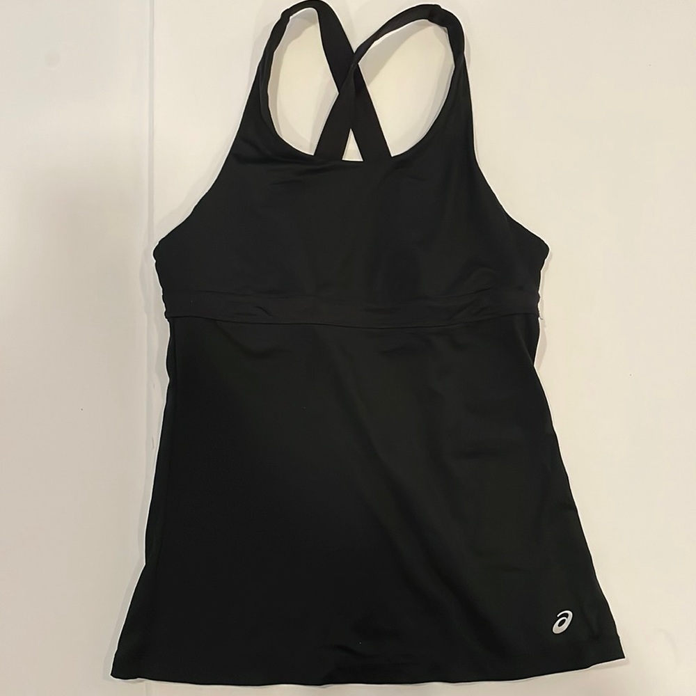 ASICS Black Cotton Workout Top w/Cross Cross Back, Small